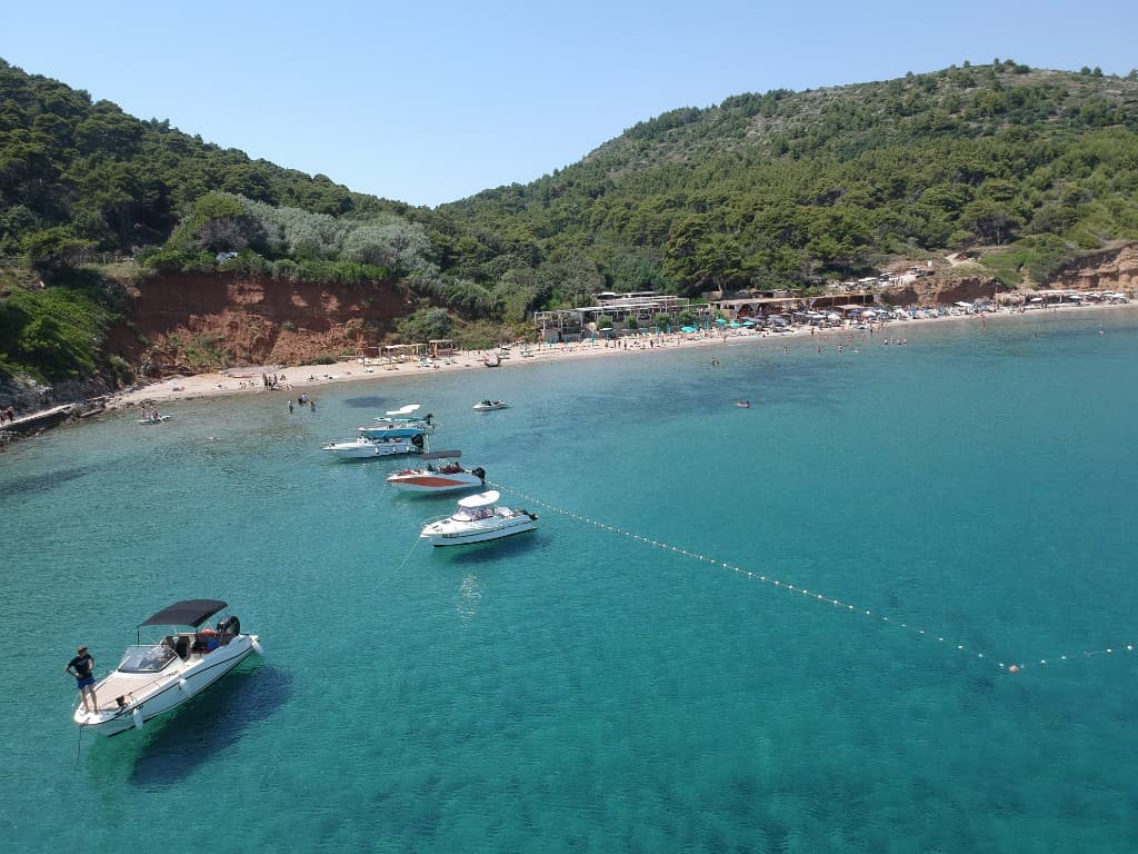 Boats anchored in a sheltered Elafiti bay